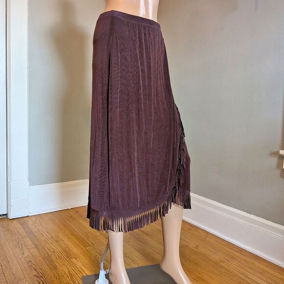 Vintage 90s Choices Fringe Midi Skirt, Western Boho Whimsigoth Fairy, Size MP - Picture 3 of 9